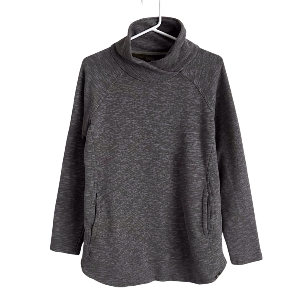 PRana Grey Calexa Mock Neck Sweatshirt Tunic Active Outdoor Gorpcore Large